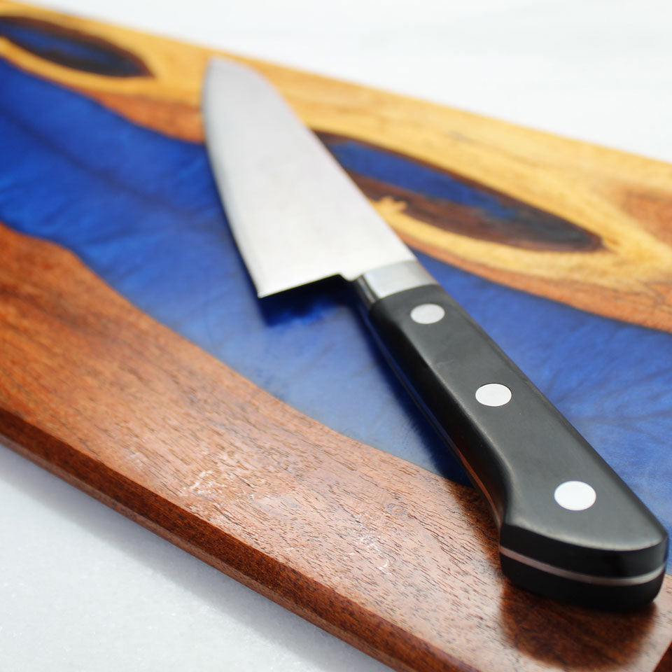 Mesquite with Blue Resin River Charcuterie Board