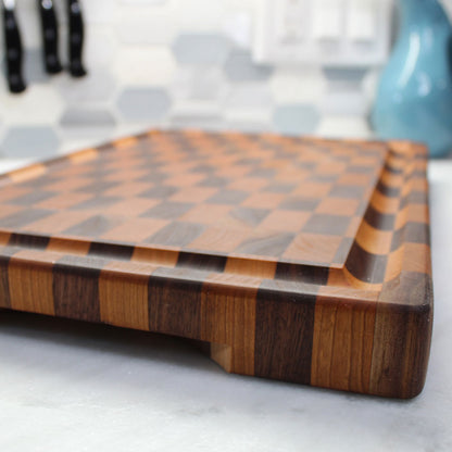 Walnut & Maple Checkerboard Cutting Board with Juice Groove