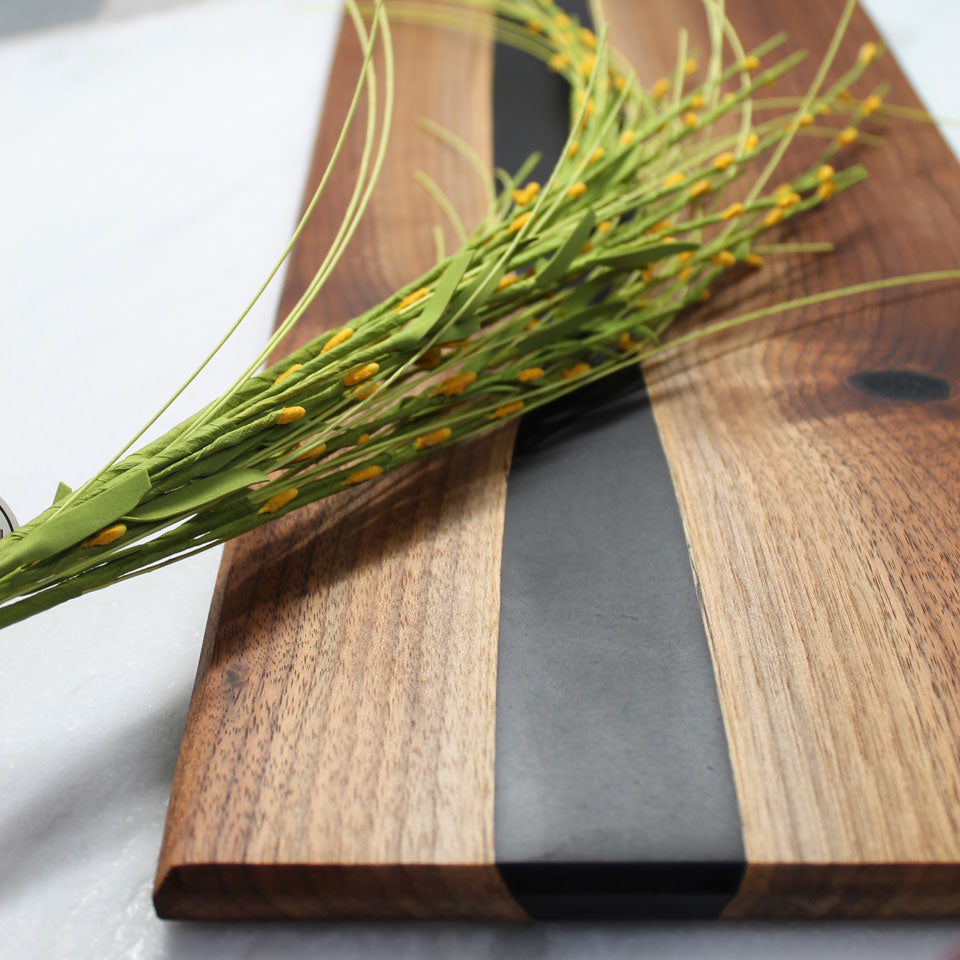 Walnut with Black Resin River Cutting Board