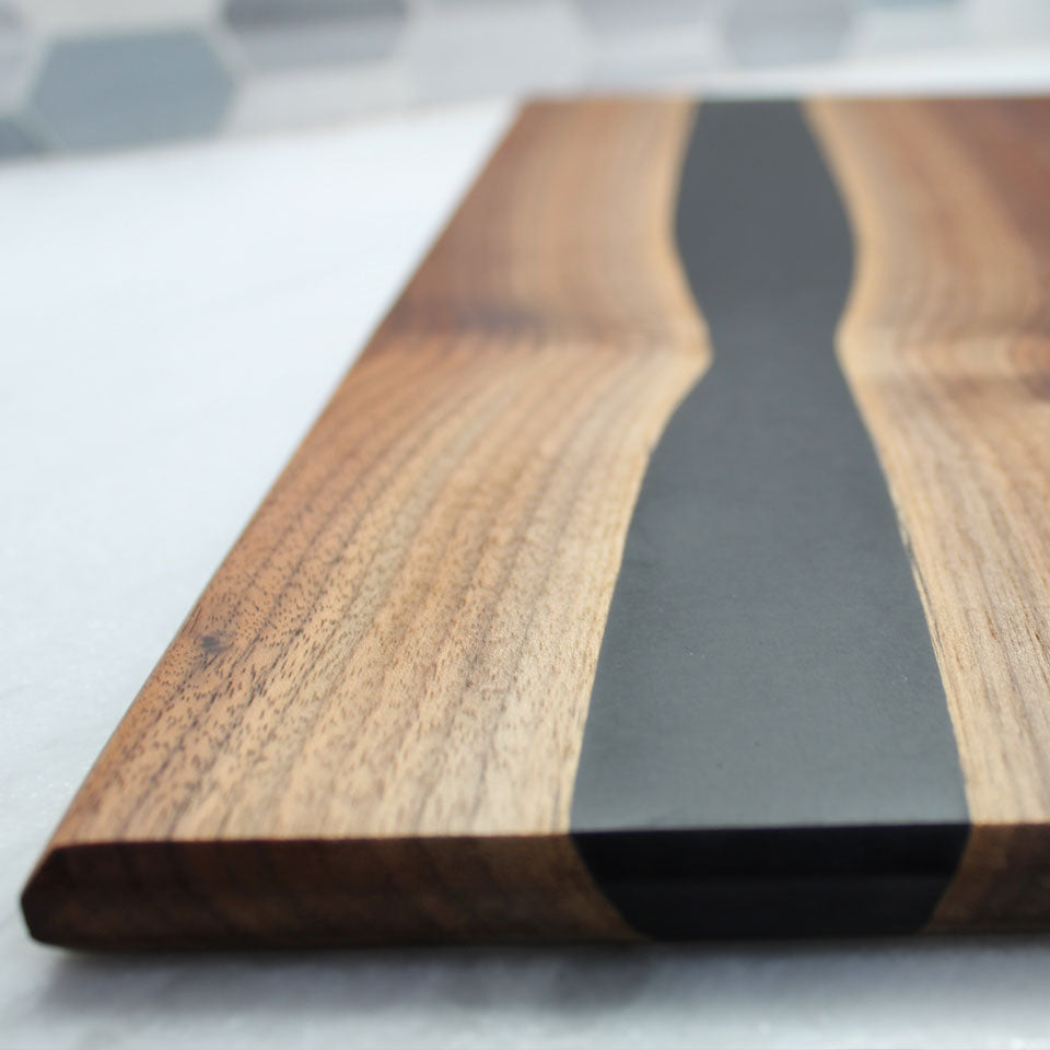 Walnut with Black Resin River Cutting Board