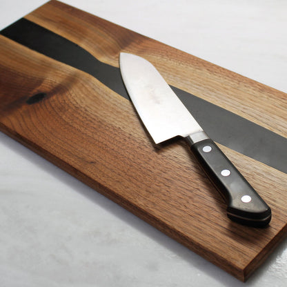 Walnut with Black Resin River Cutting Board